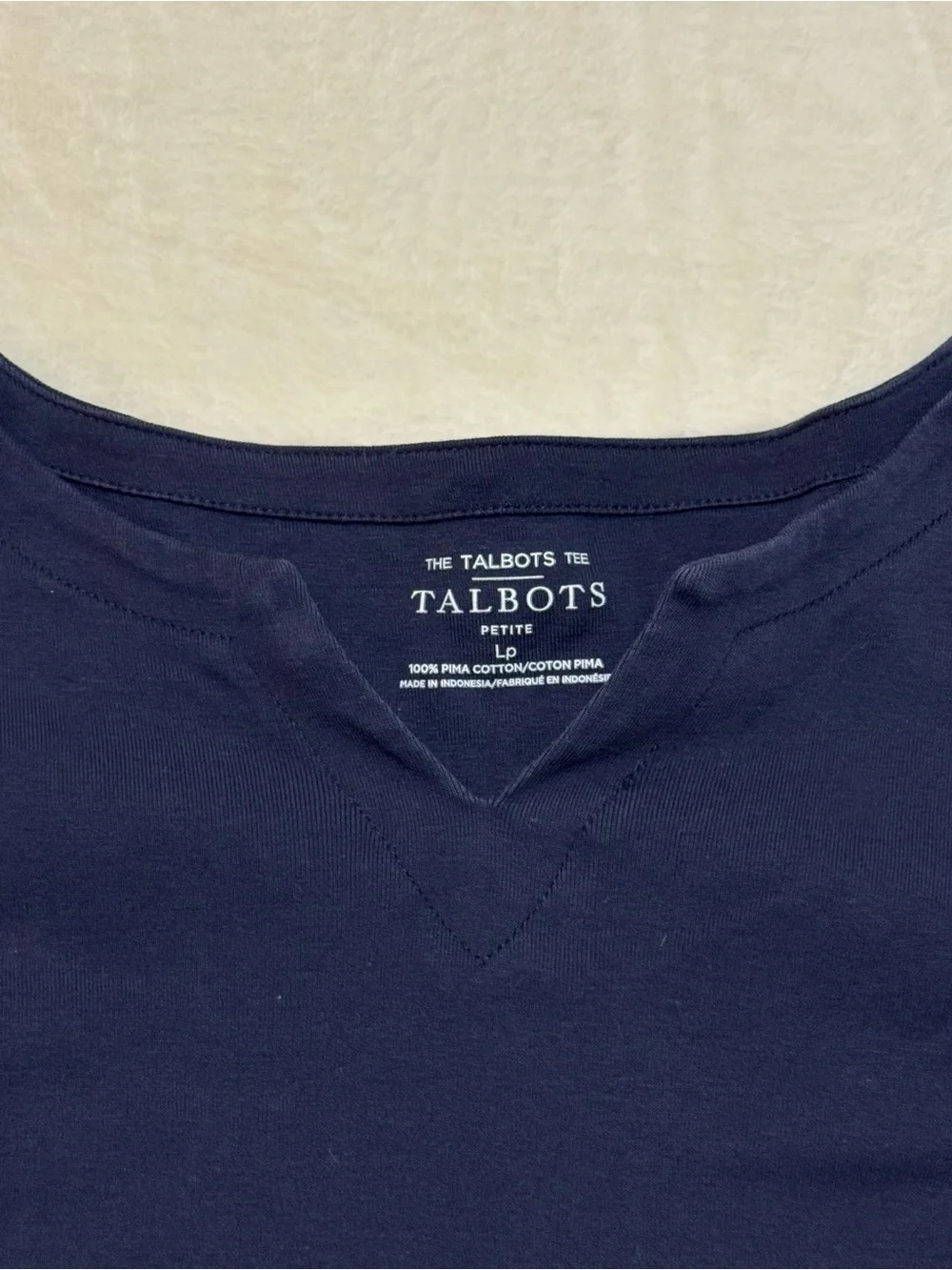 Talbots Navy Short Sleeve V-Notch Crew Tee - Picture 2 of 6